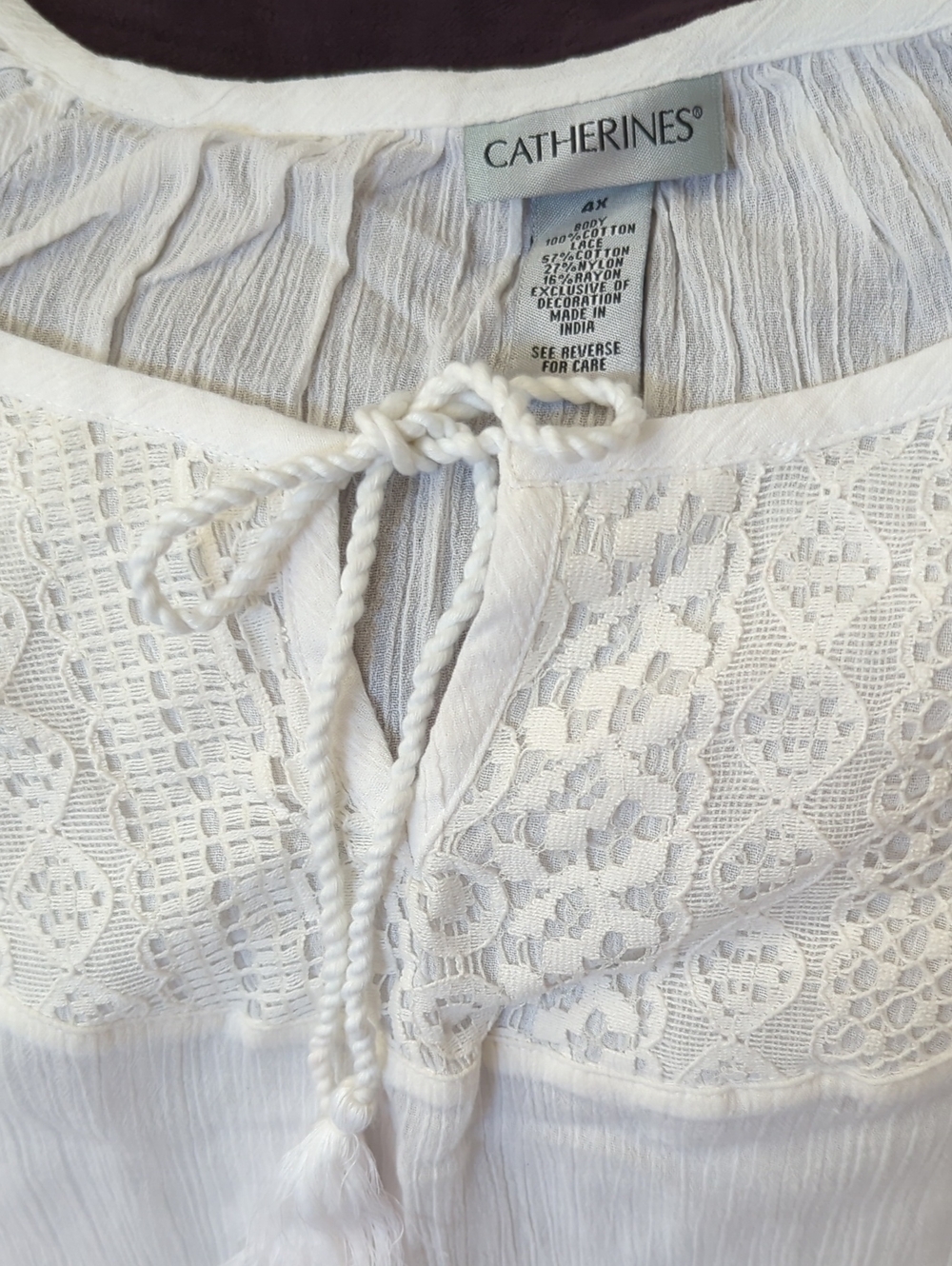 Catherine's White Crochet-Paneled Peasant Tunic - Picture 2 of 4